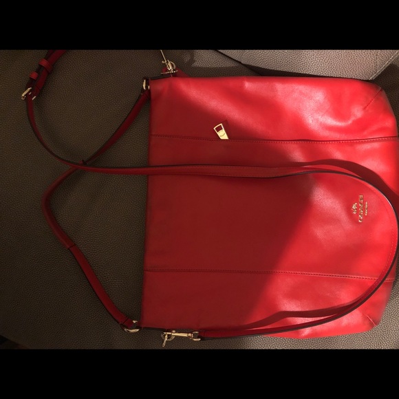 Red/Orange Hobo Coach Bag Tote - Picture 6 of 6